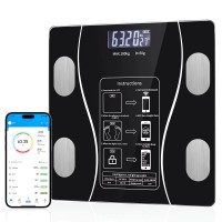 Digital Weight Scale, Bluetooth Body Scale with 13 Body Composition Analyzer, LED Display, Mobile APP (Black) - YLY084 